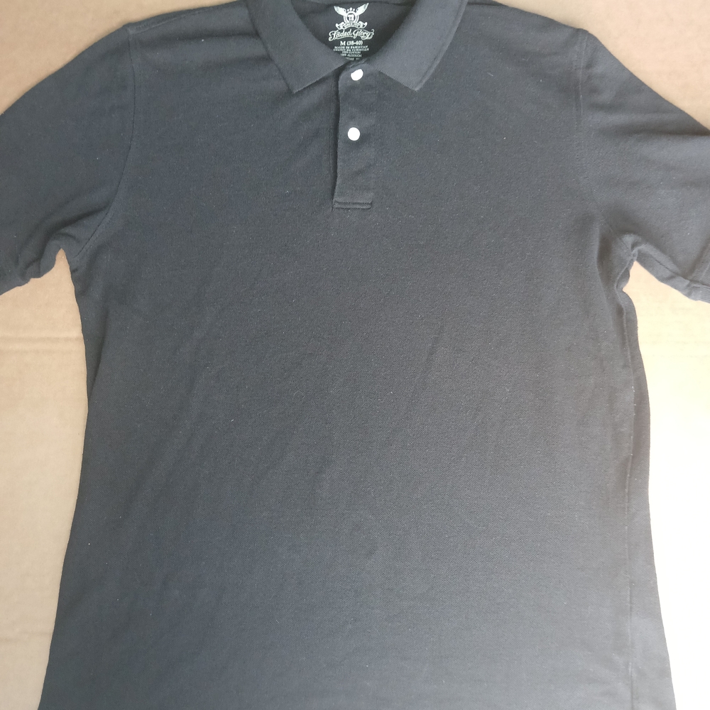 Faded Glory Black Polo Shirt Classic Cotton Blend